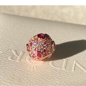 Pandora Pink Rose Gold Elevated Hearts CZ Charm